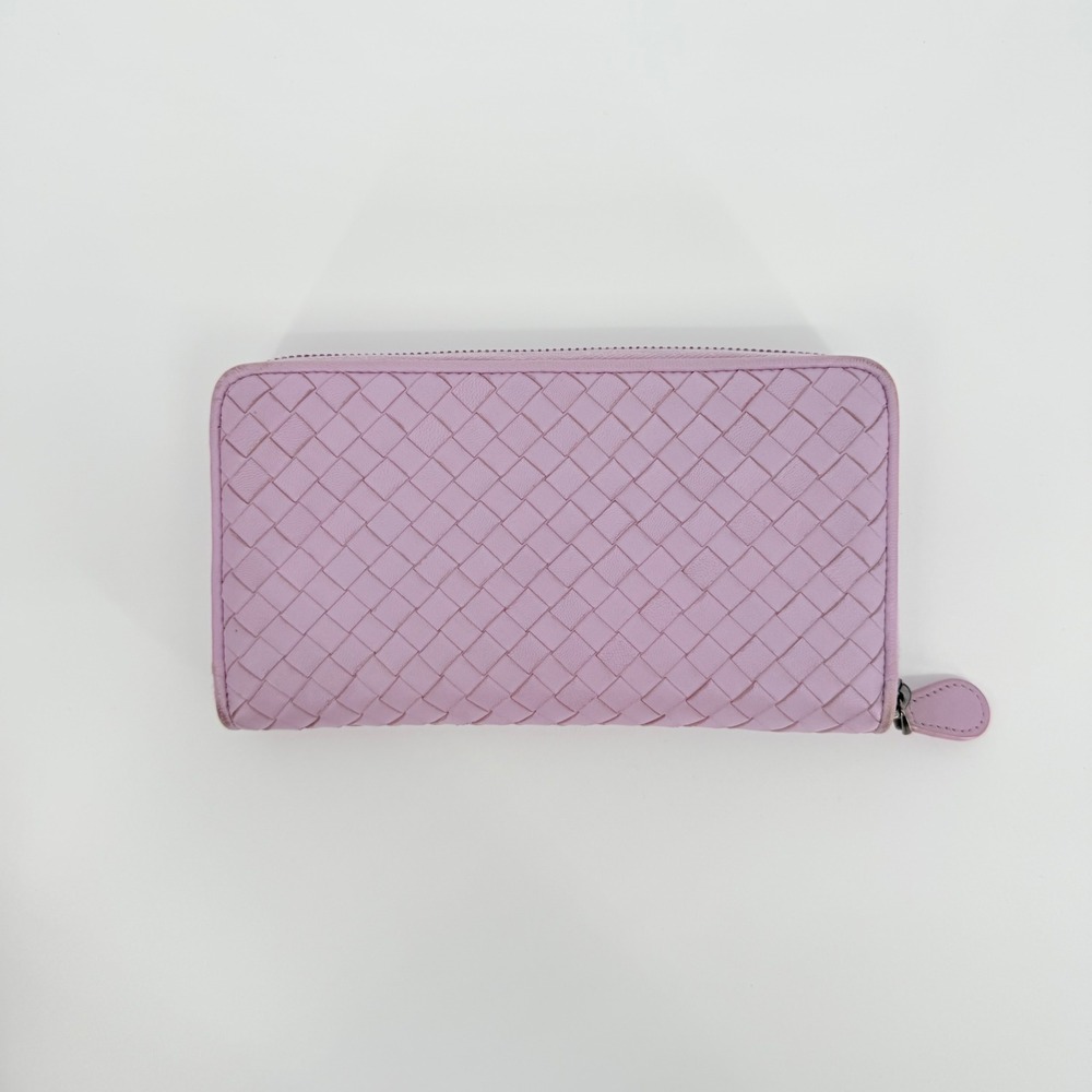 Bottega Veneta Zippy Wallet Lilac Purple Woven Leather Intrecciato Luxury Pastel